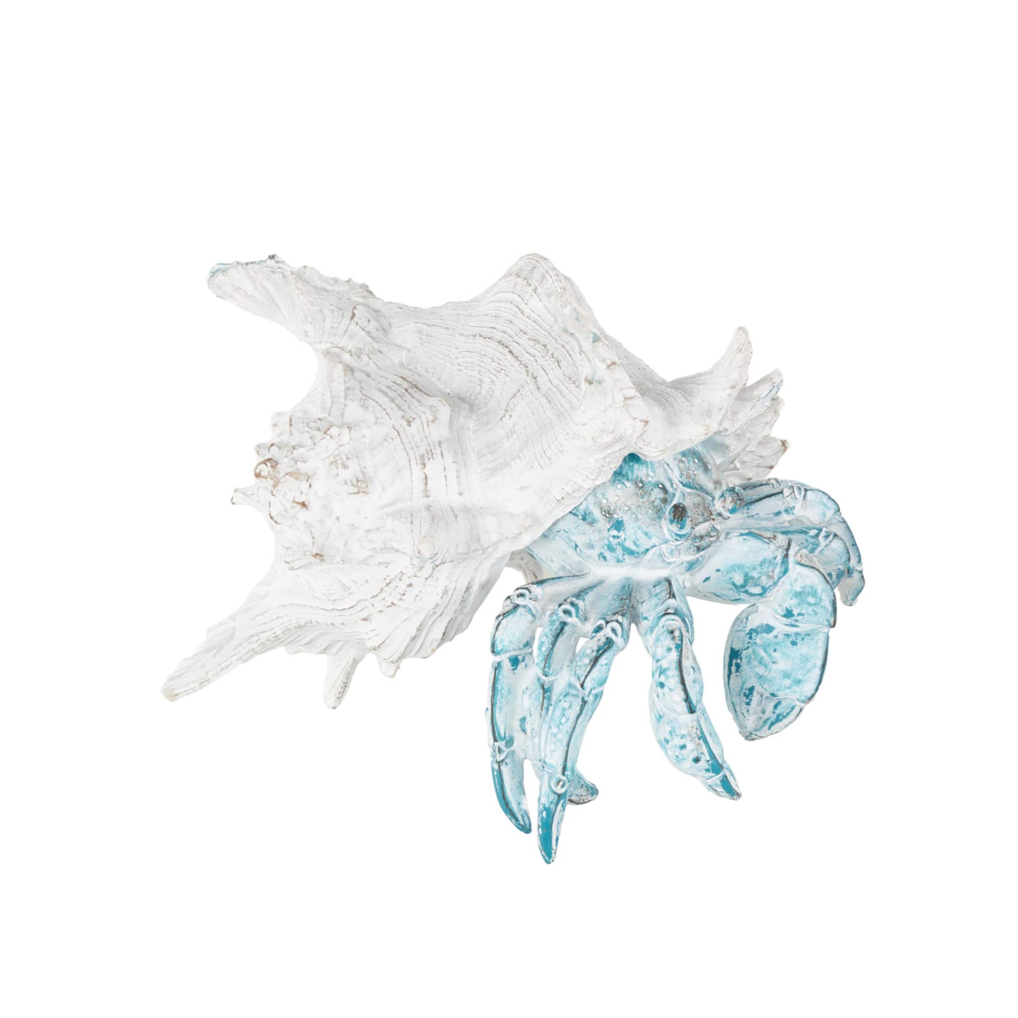 9" Polystone Crab Textured Decorative Sculpture with White Shell